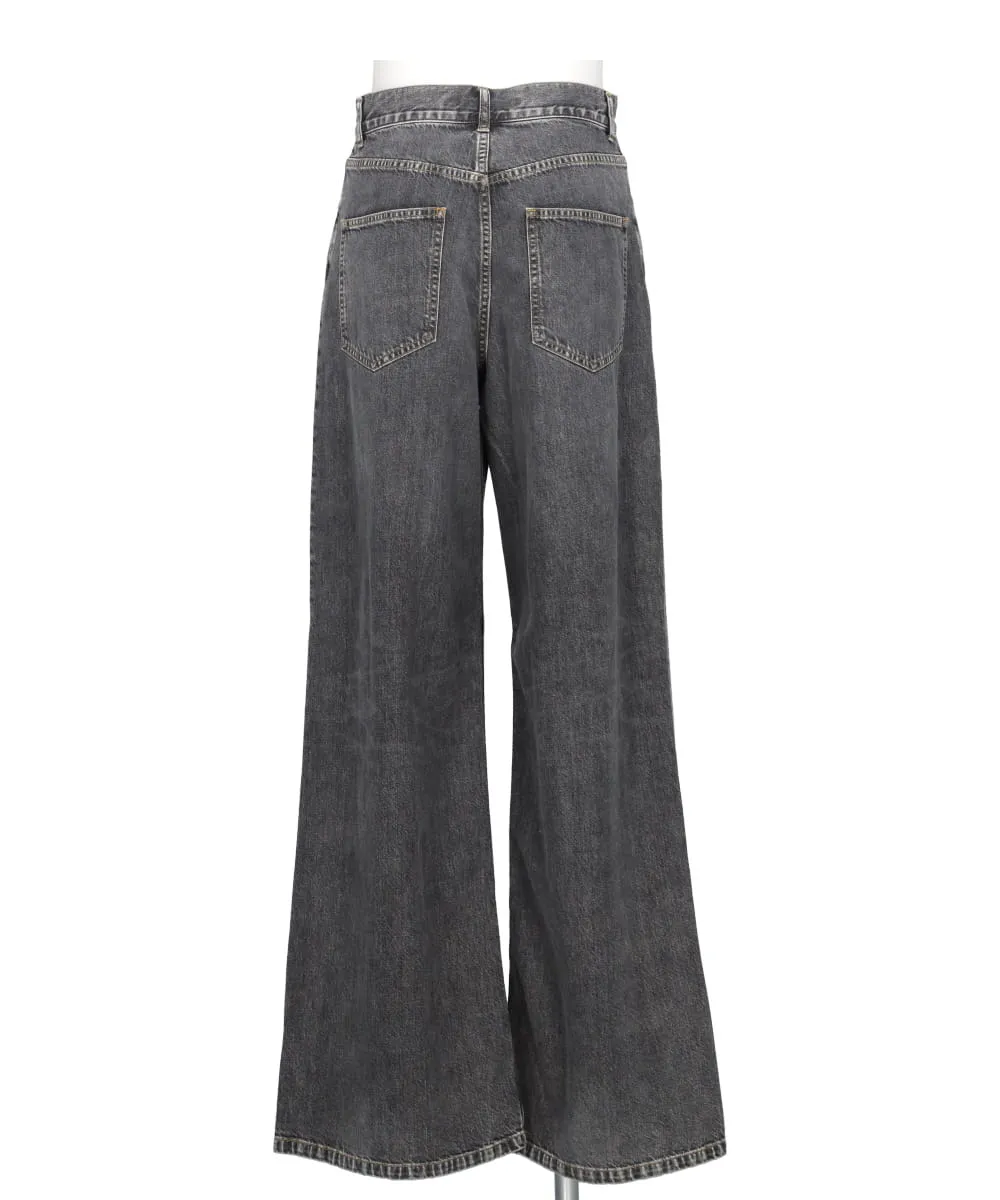 WASHED DENIM WIDE PANTS (SHORT LENGTH)